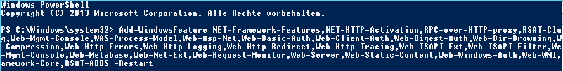 Add-WindowFeature Befehl